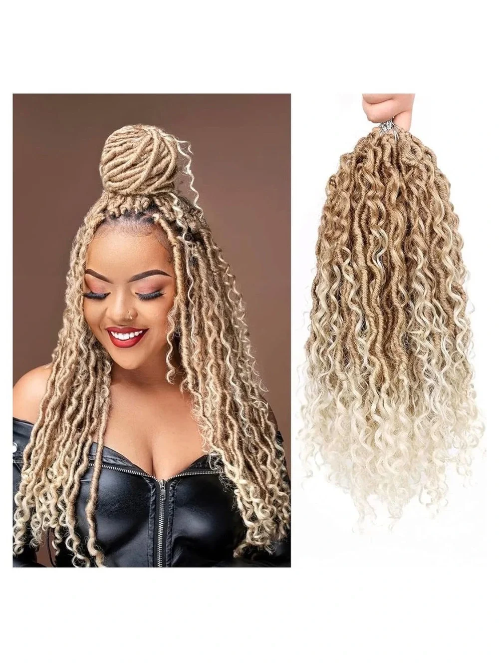 Goddess Locs Crochet Hair 14 Inch Synthetic Blonde Ombre